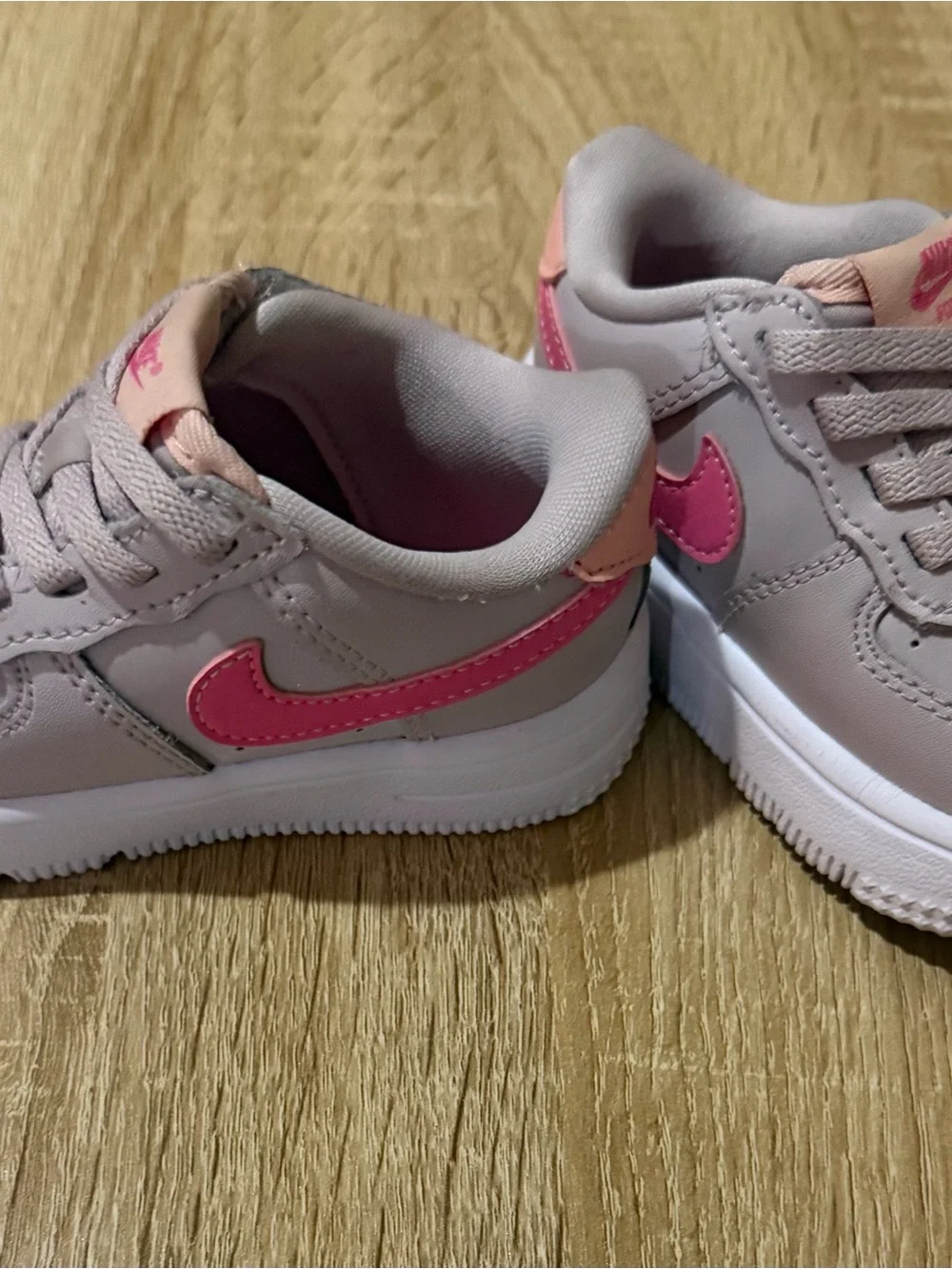 Nike airforce 1 Pink and taupe/gray Low Top Sneakers easy on toddler 6c